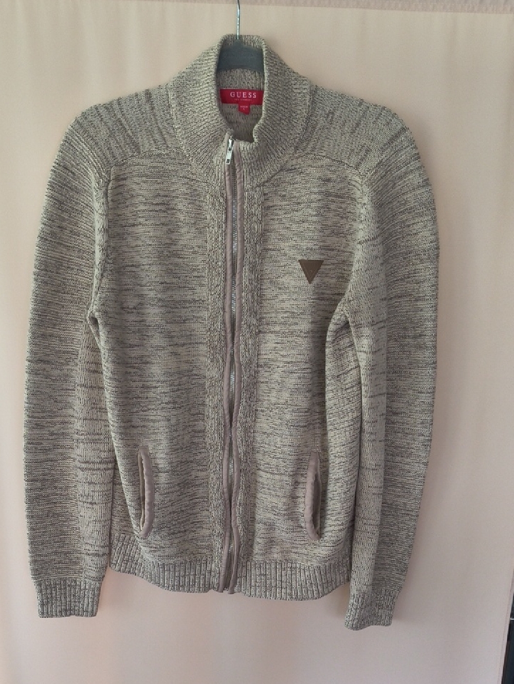 Guess Los Angeles Unisex Khaki Zip-Up Sweater